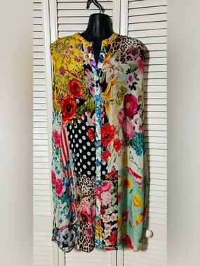 Shana Lg Floral Patchwork Midi Dress in Multi florals and prints
